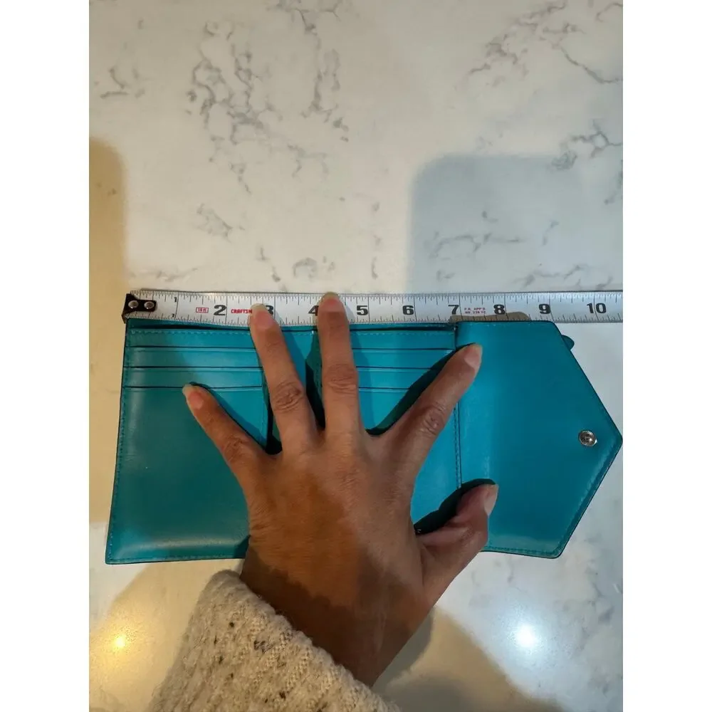 Michael Kors leather small envelope wallet snap closure turquoise 2017 preppy